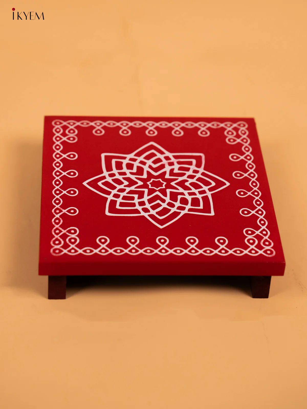 Wooden Square Kolam Manai (6x6) - Hrudaya Kamalam - KA30123 - Image 8