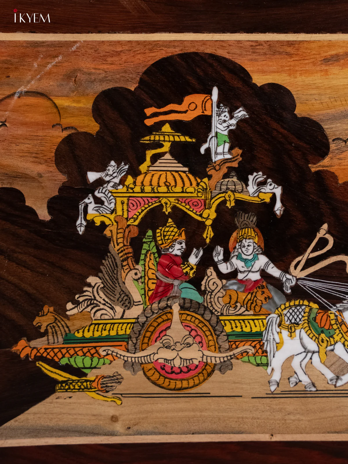 Mysore Rosewood Inlay Panel - Geetha Upadesh (10x15) - KA30128 - Image 3