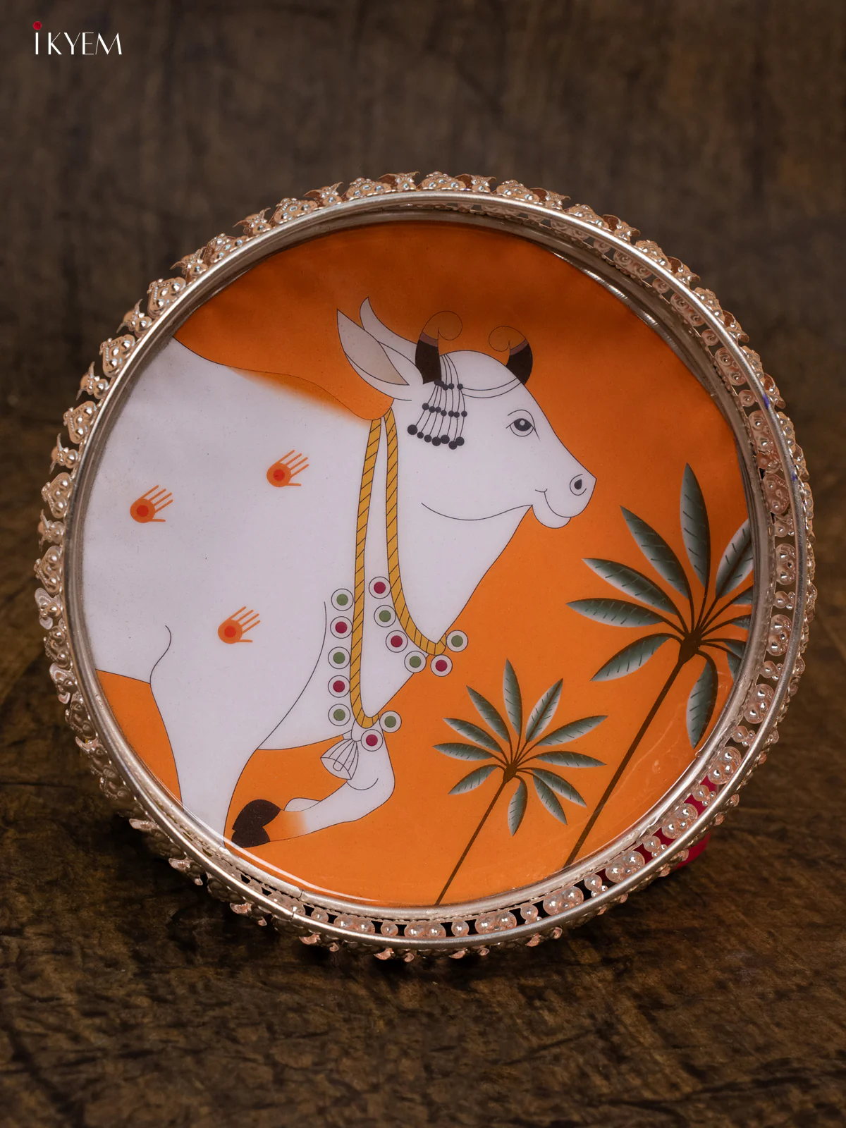 Digital Printed German Silver Tray - Cow- (8×8)-Orange- KA30135 - Image 2