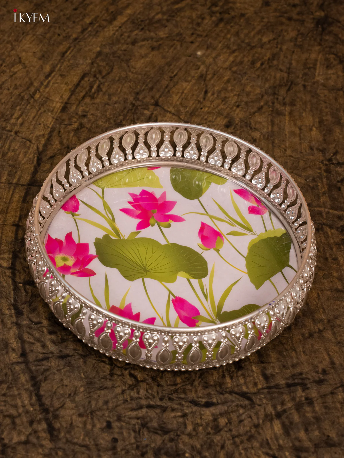 Digital Printed German Silver Tray - Pichwai Lotus - (8×8) - KA30139 - Image 2