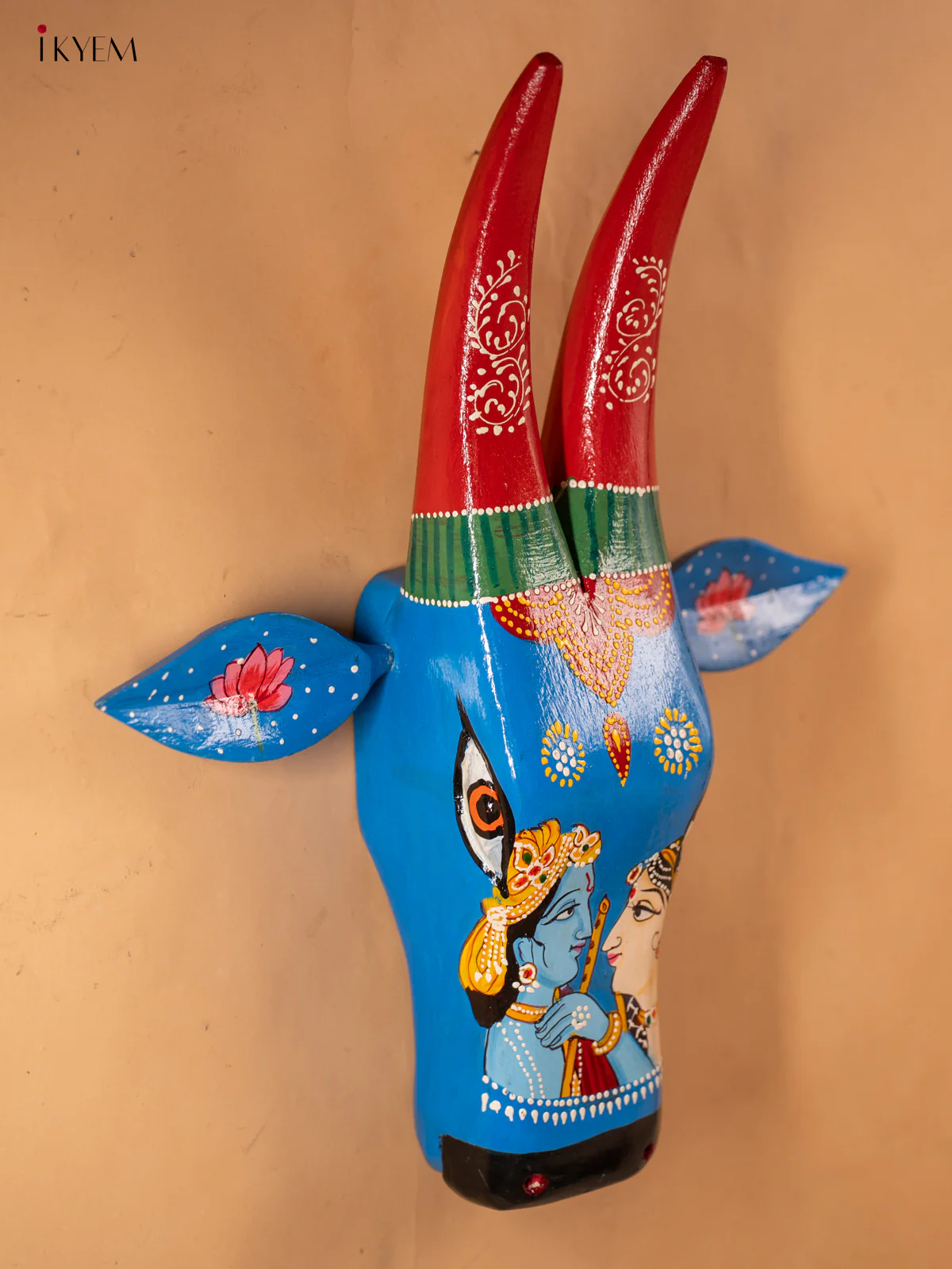 Hand Painted Cow Head - Blue - 16 inch - KA30142 - Image 3