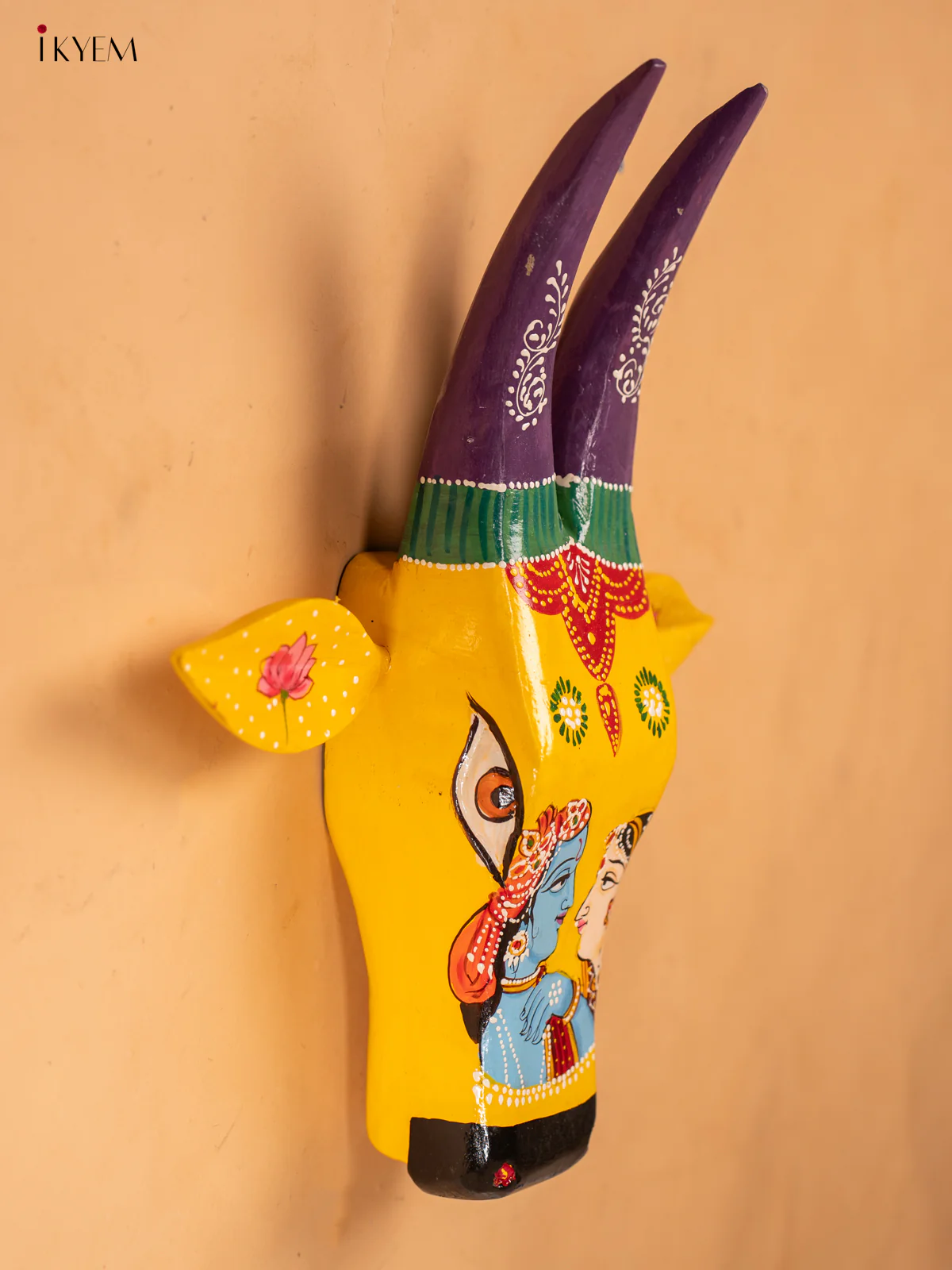 Hand Painted Cow Head - Yellow - 16 inch - KA30144 - Image 2