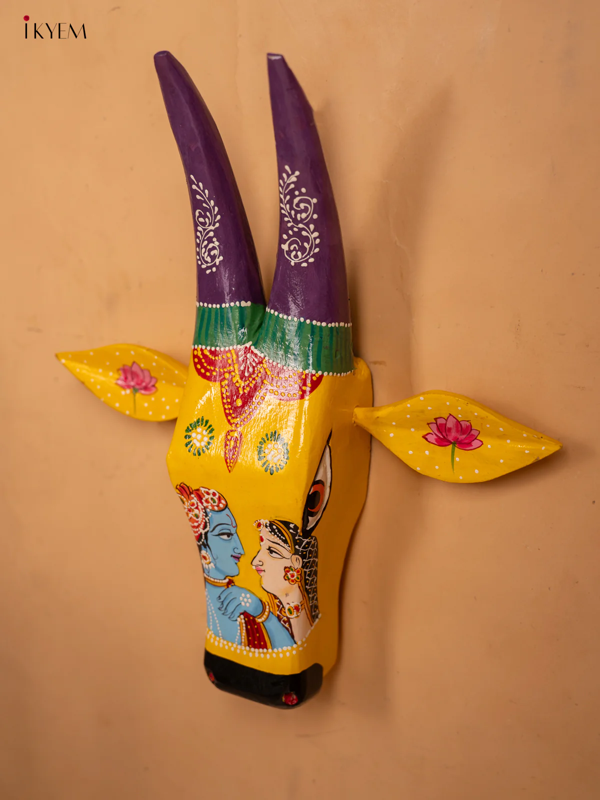 Hand Painted Cow Head - Yellow - 16 inch - KA30144 - Image 4