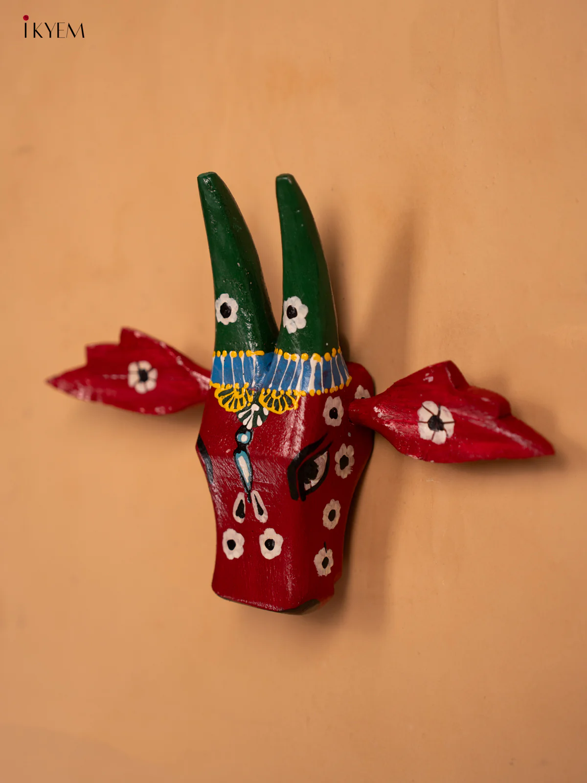 Hand Painted Wooden Cow Head - Red - 6inch - KA30148 - Image 3