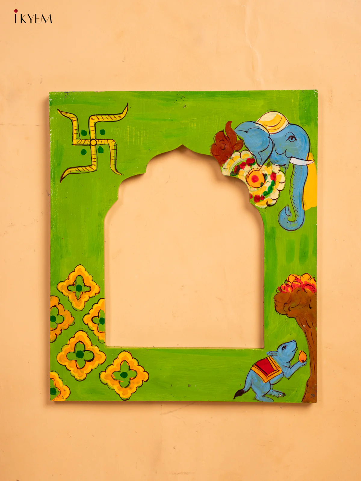 Wooden Hand Painted Photo frame - Green - 12 inch - KA30157