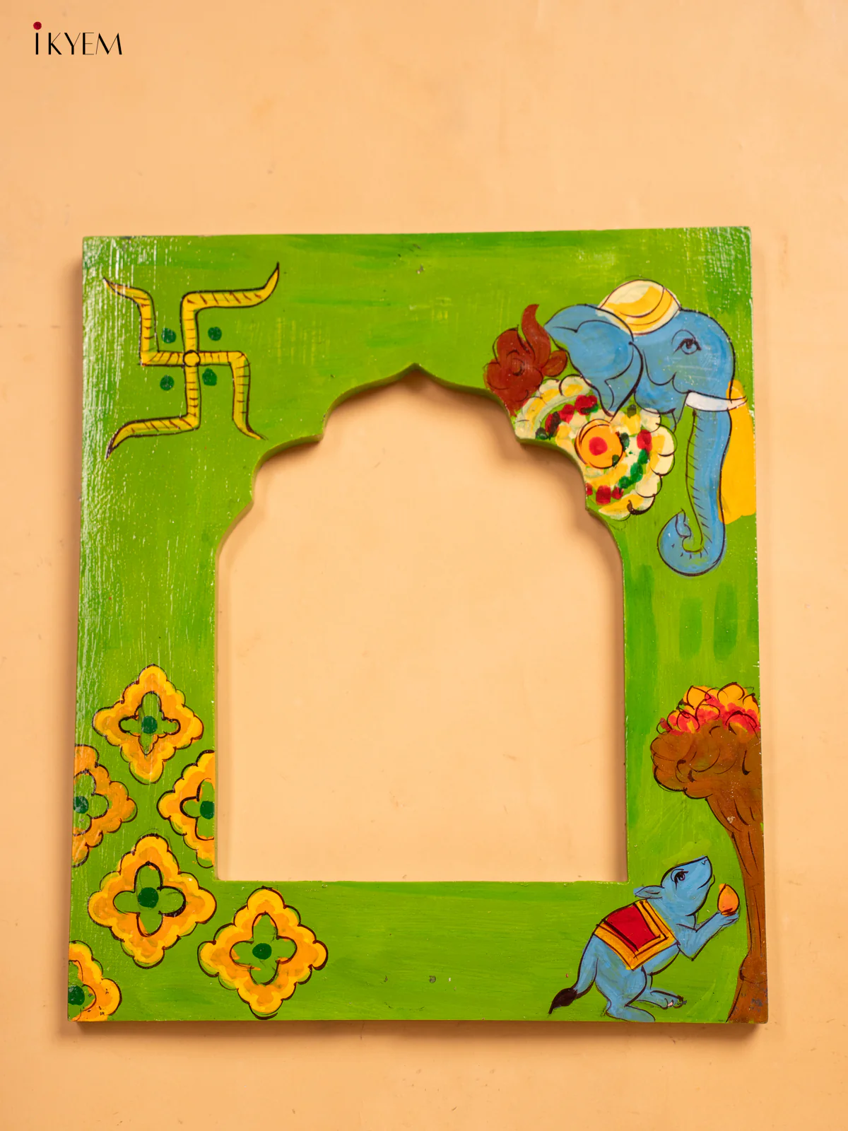 Wooden Hand Painted Photo frame - Green - 12 inch - KA30157 - Image 2
