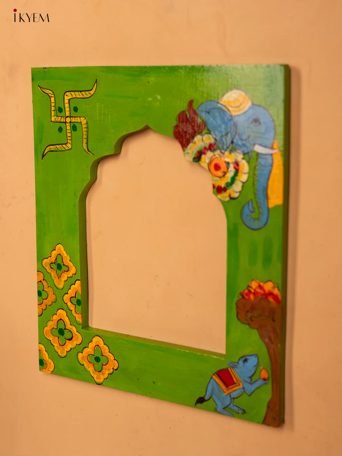 Wooden Hand Painted Photo frame - Green - 12 inch - KA30157 - Image 5