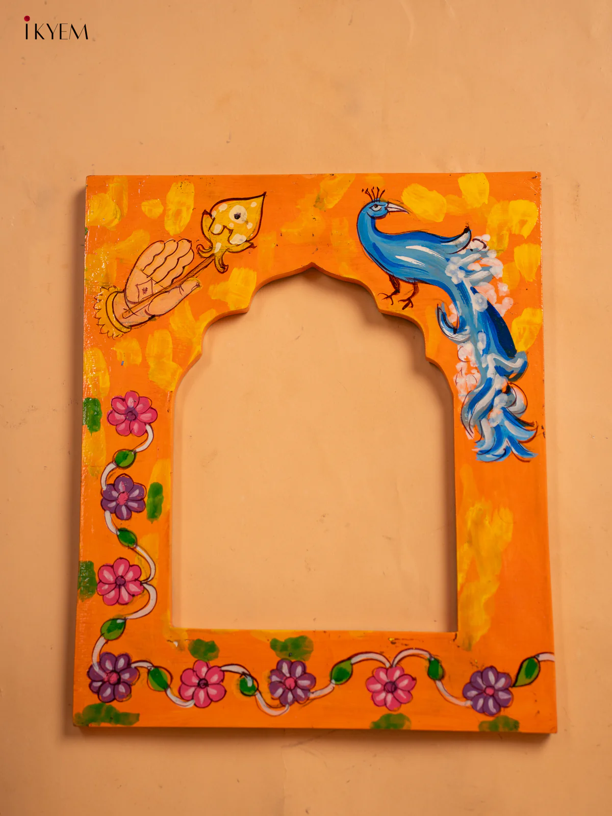 Wooden Hand Painted Photo frame - Orange - 12 inch - KA30158 - Image 2
