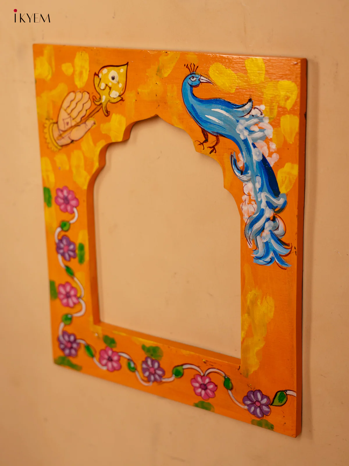 Wooden Hand Painted Photo frame - Orange - 12 inch - KA30158 - Image 5