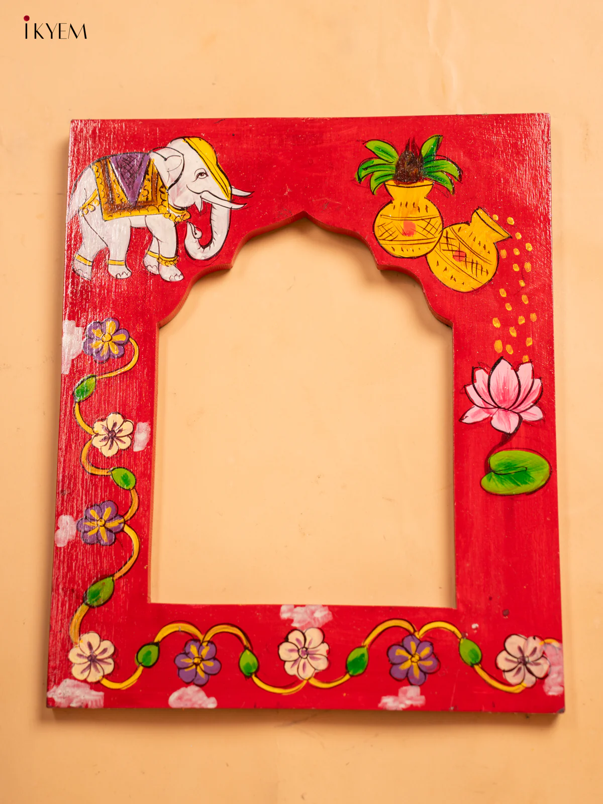 Wooden Hand Painted Photo frame - Red -12 inch -KA30159 - Image 2