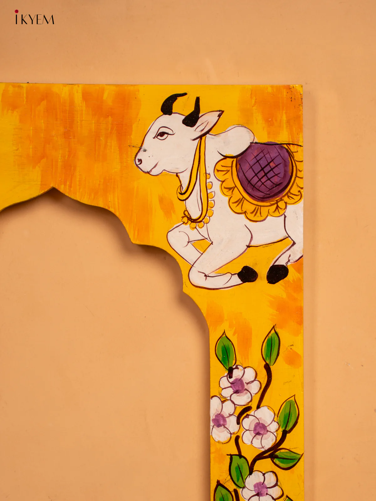 Wooden Hand Painted Photo frame - Yellow - 12 inch - KA30160 - Image 3