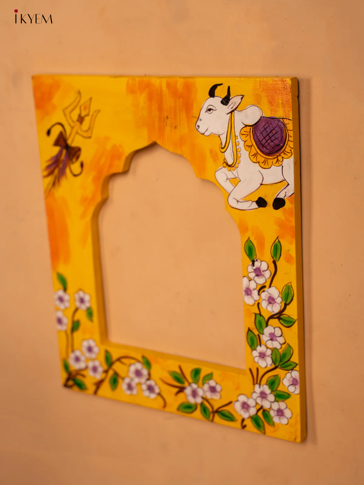 Wooden Hand Painted Photo frame - Yellow - 12 inch - KA30160 - Image 4