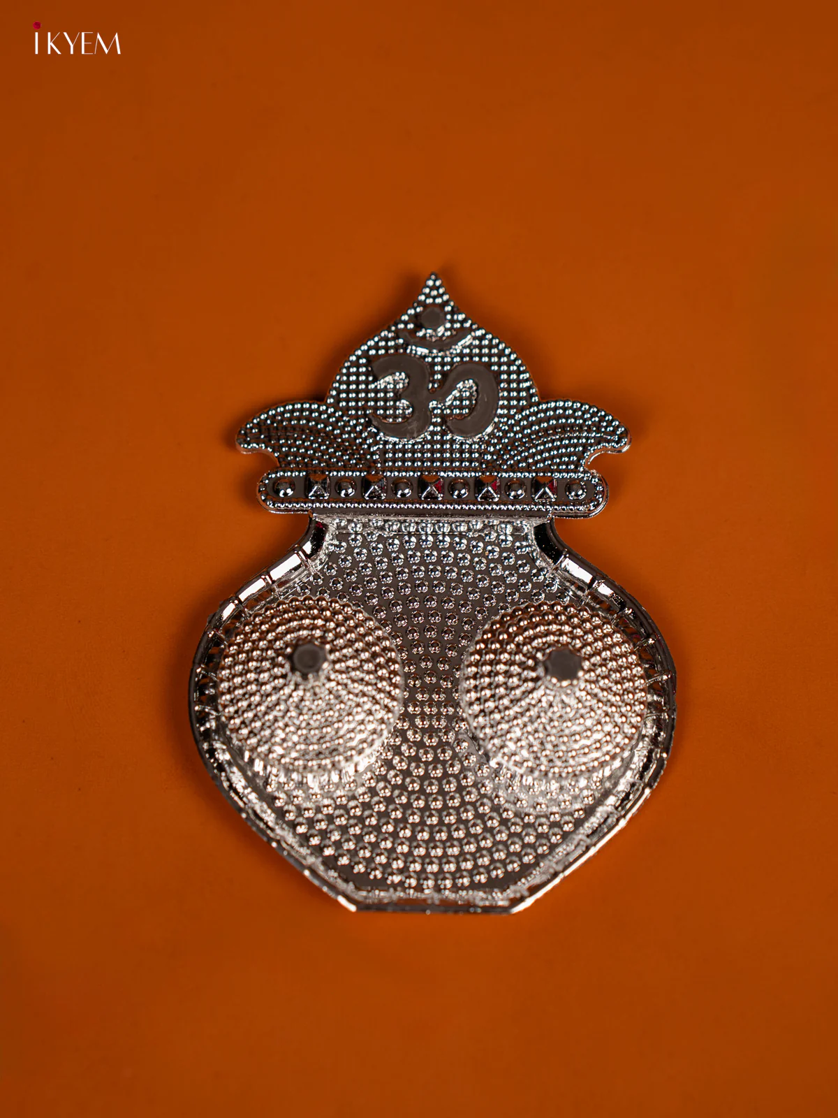 Kalasam Shaped Silver Plate With Haldi & Kumkum Holder - KF28134