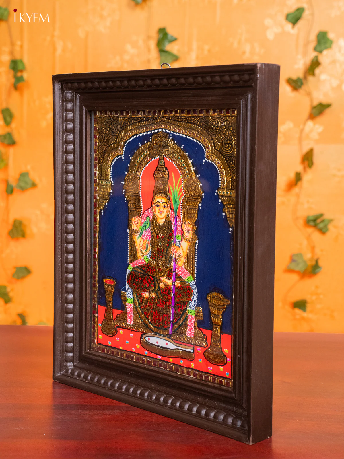 Divine Kamatchi Amman Tanjore Painting in Teak Wood Frame (18x15 Inch) - KH26187 - Image 4