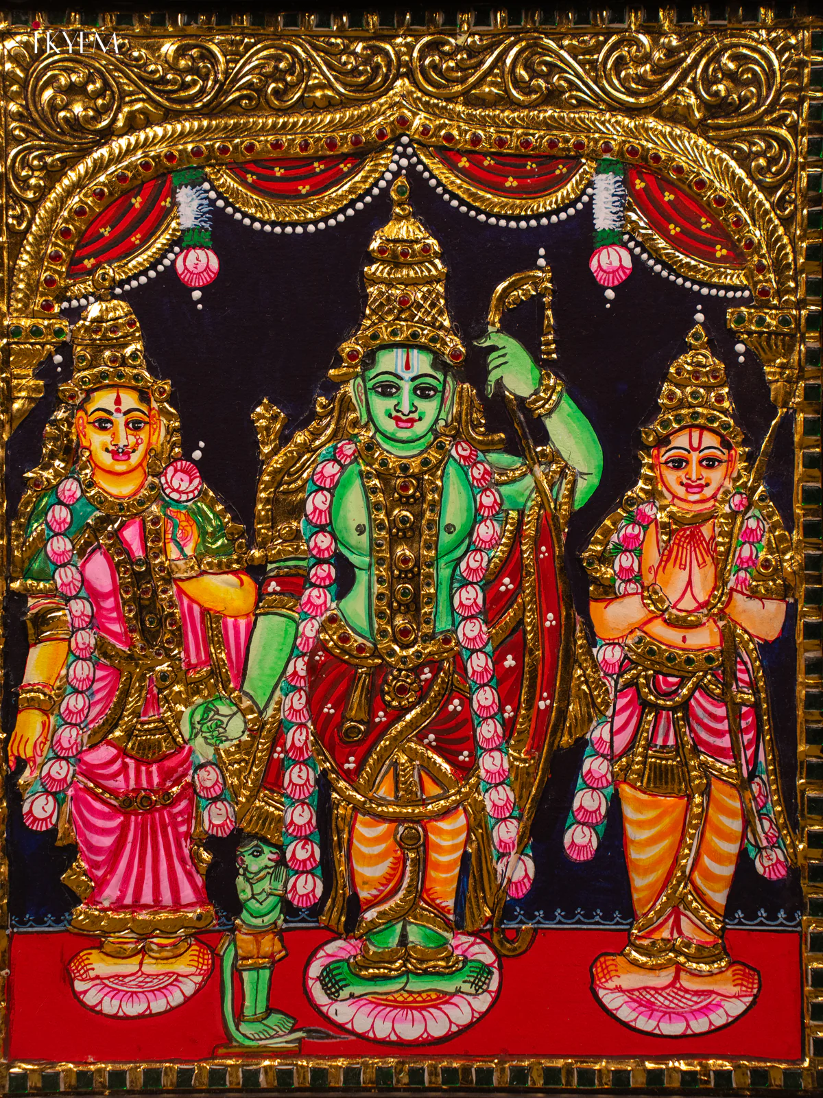 Ram darbar - Tanjore Painting (18x15) - KB01113 - Image 3