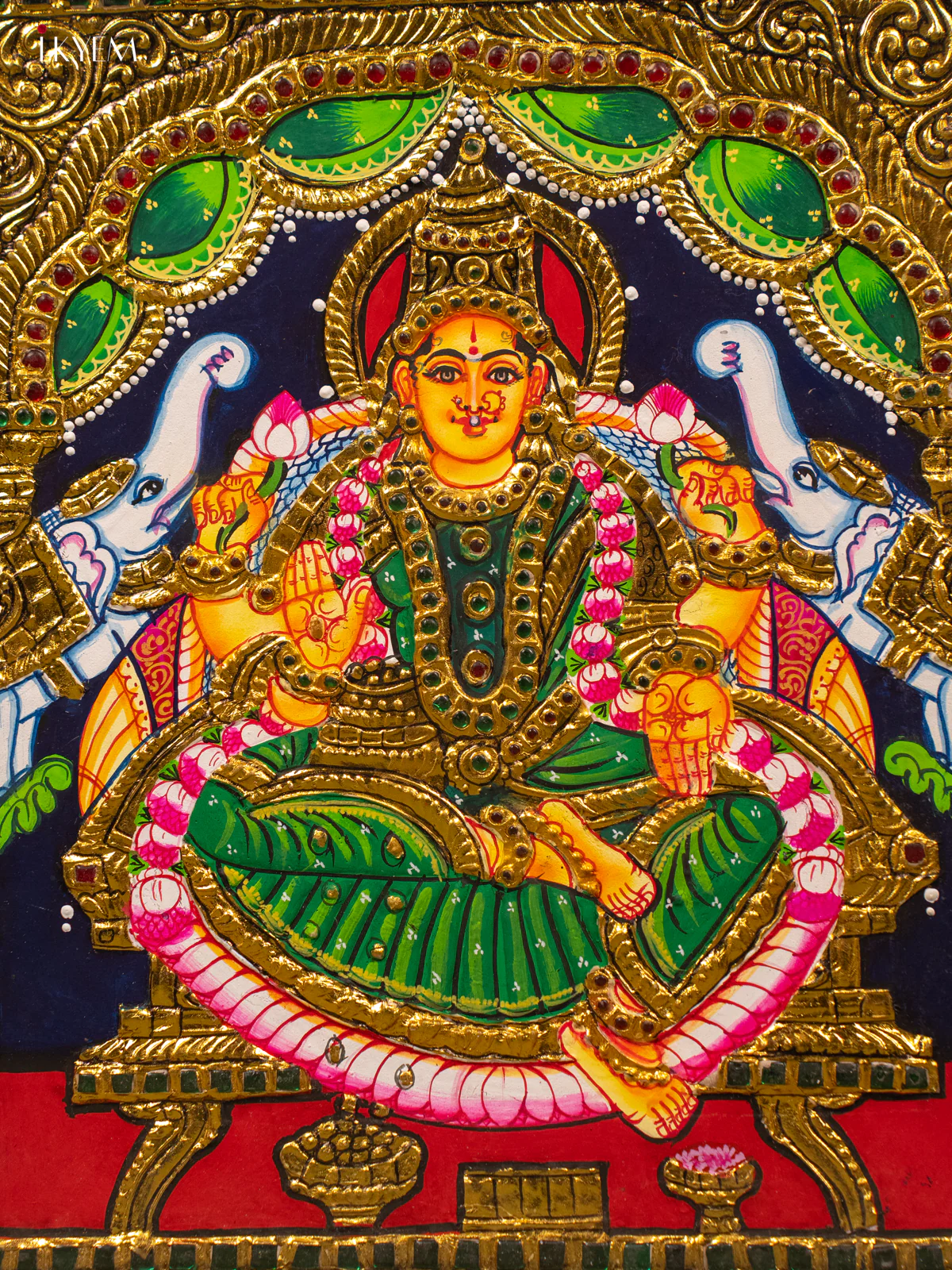 Gajalakshmi - Tanjore Painting (15x13) -KB01129 - Image 3