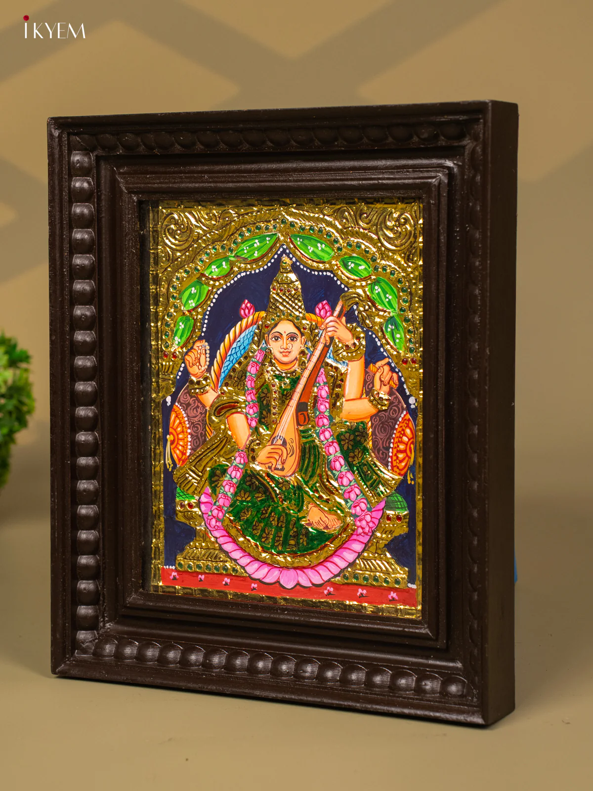 Saraswathi - Tanjore Painting (13x11) - KB01144 - Image 5