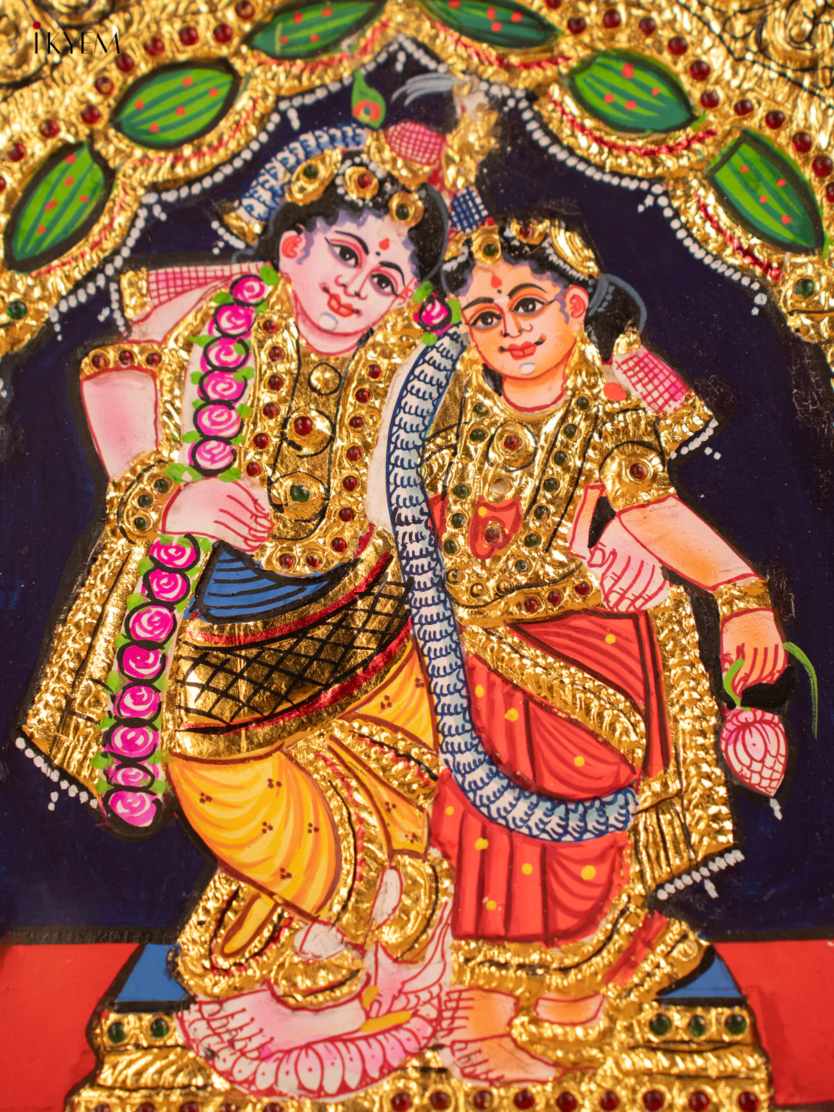 Rukumini Krishna - Tanjore Painting (13x11) - KB01146 - Image 3