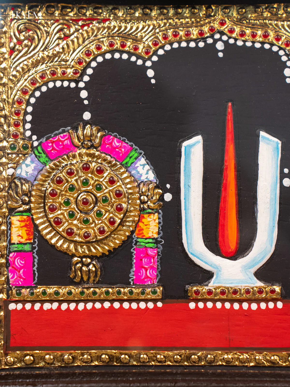 Shanku chakra Namam - Tanjore Painting (13x11) - KB01152 - Image 3
