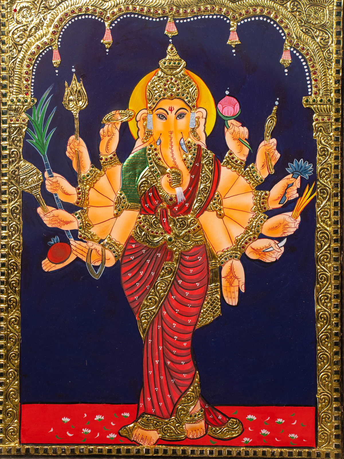 Vasavi Vinayakar - Tanjore Painting (28x22) - KB01153 - Image 3