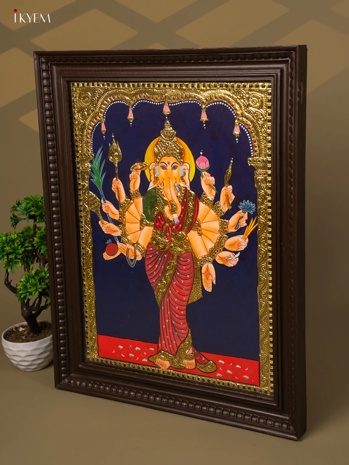 Vasavi Vinayakar - Tanjore Painting (28x22) - KB01153 - Image 5