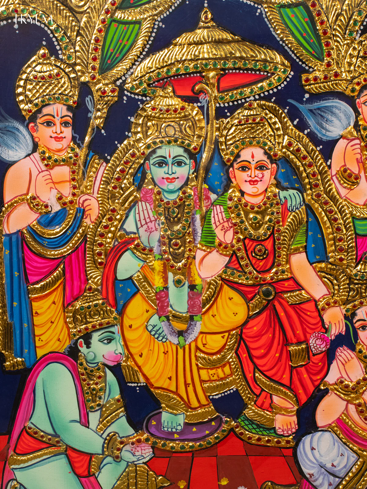 Sri Ramar Pattabhishekam - Tanjore Painting (28x22) - KB01154 - Image 3