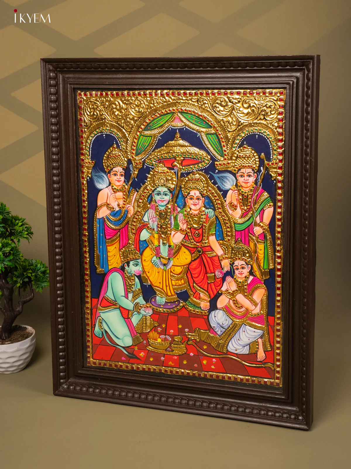 Sri Ramar Pattabhishekam - Tanjore Painting (28x22) - KB01154 - Image 5