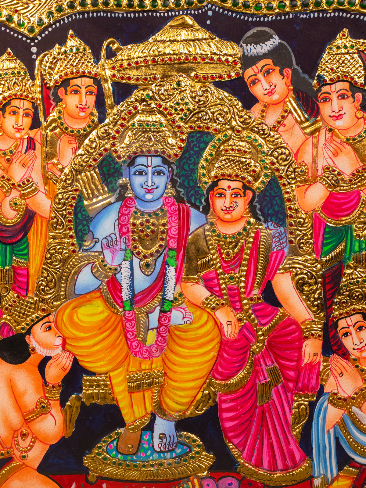 Shri Ramar  Pattabhishekam  - Tanjore Painting (29x40) - KB01164 - Image 3