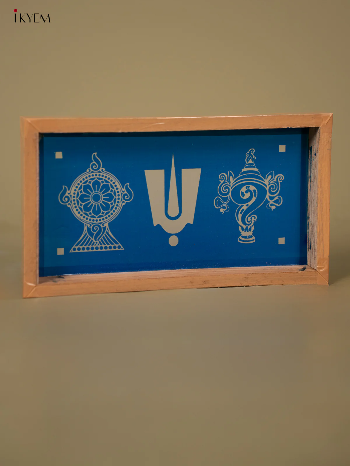 Shankh Chakra Namah Rangoli Stencil - Wooden - (9x5) - KB07115 - Image 2