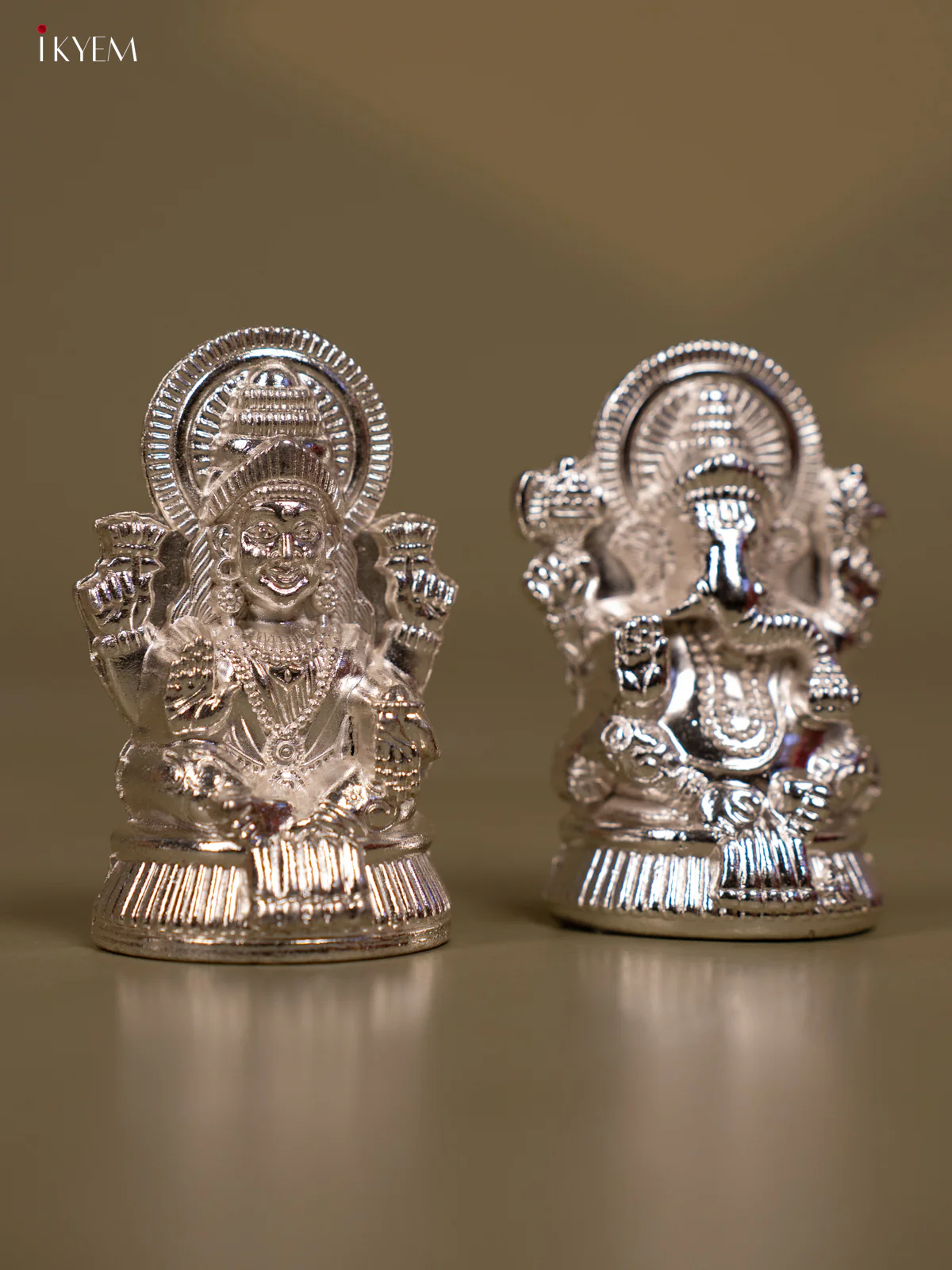 Silver Plated Lakshmi Ganesh Idol - Set of 2 - KB11116 - Image 2