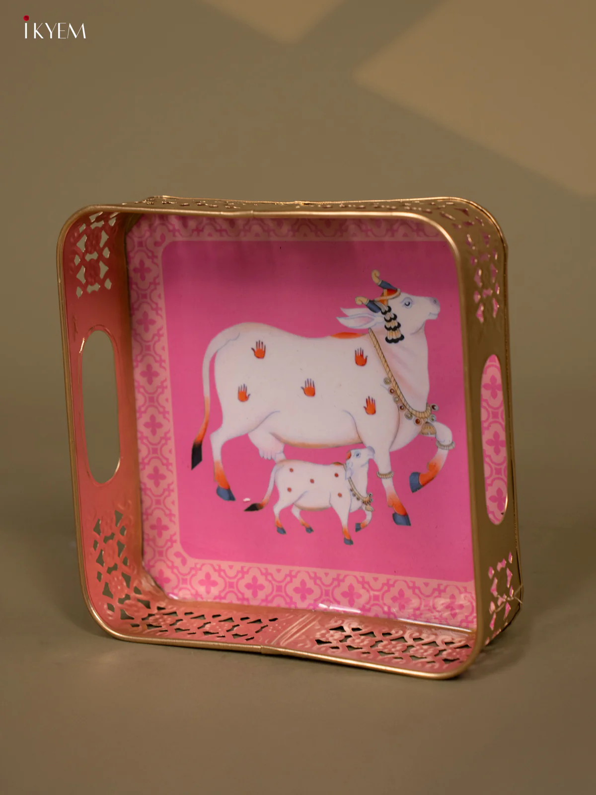 Digital Printed Pichwai Thambulam Tray - Square - (8×8) - KB11117 - Image 3