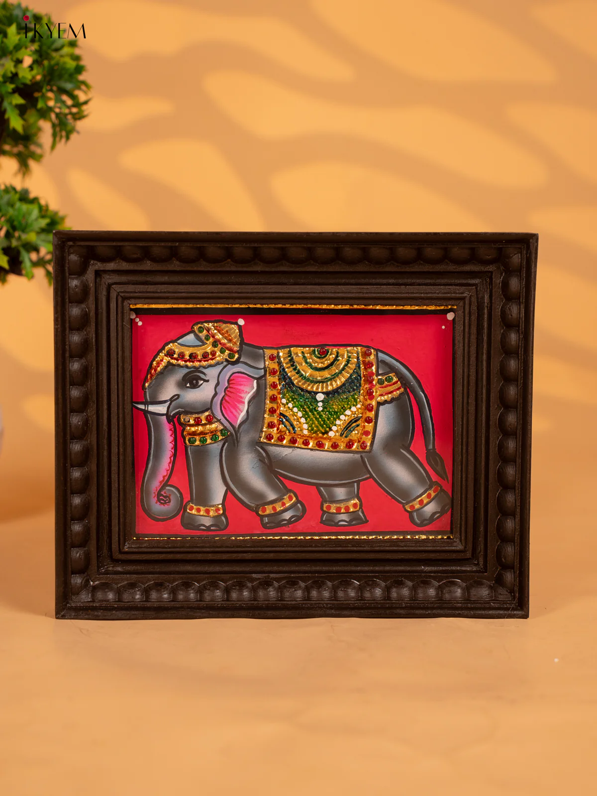 Grey Elephant- Tanjore Painting- (9x11) - KB17118