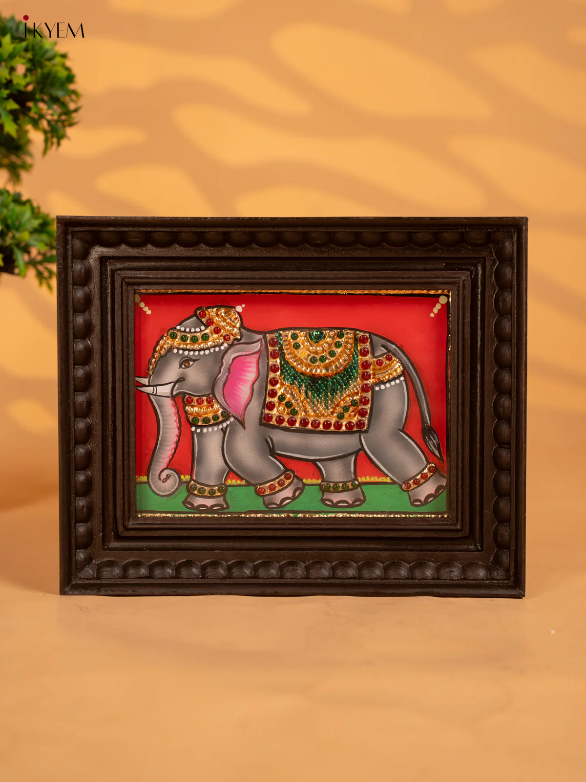 Grey Elephant- Tanjore Painting- (9x11) - KB17118 - Image 2
