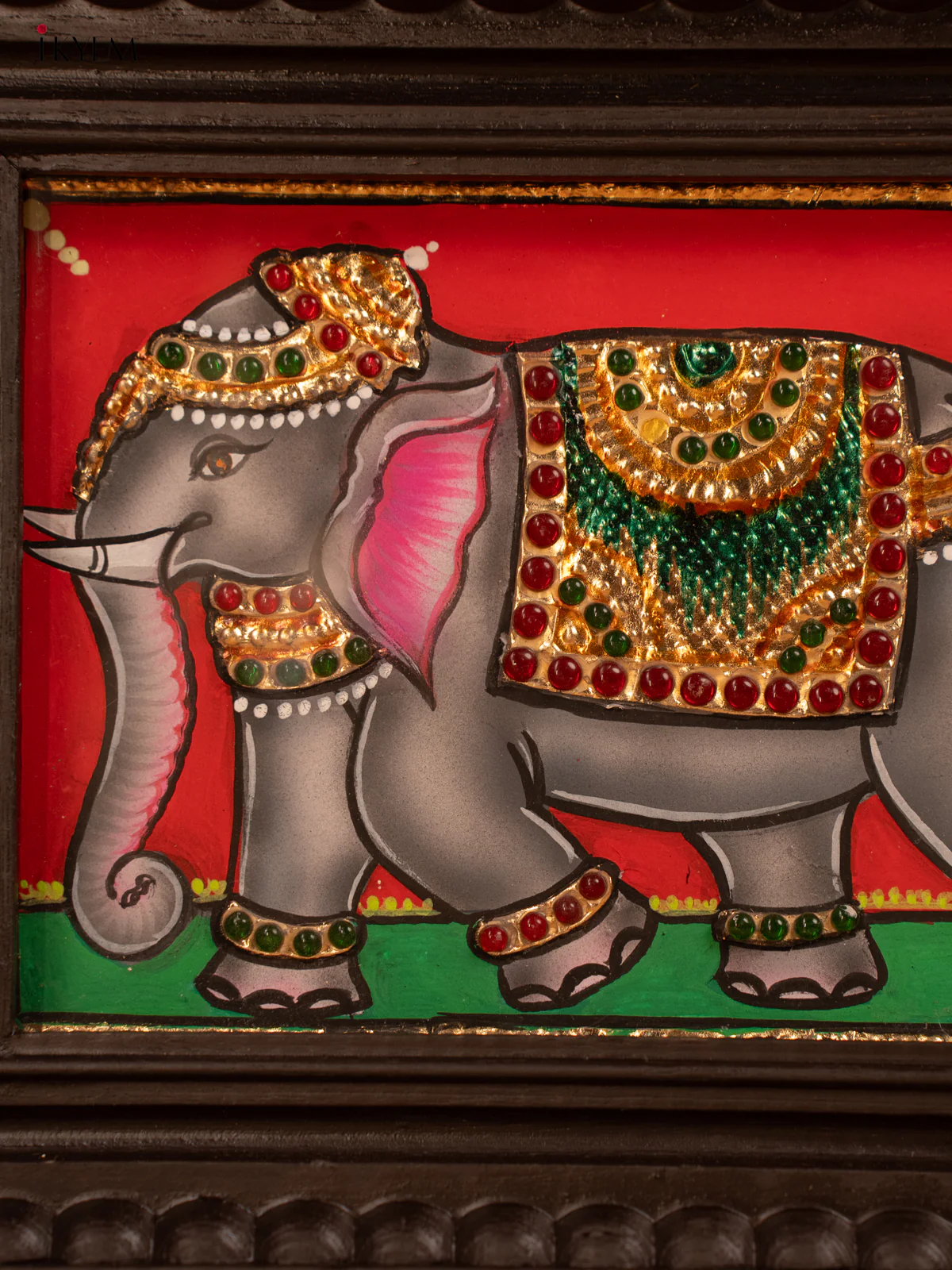 Grey Elephant- Tanjore Painting- (9x11) - KB17118 - Image 4