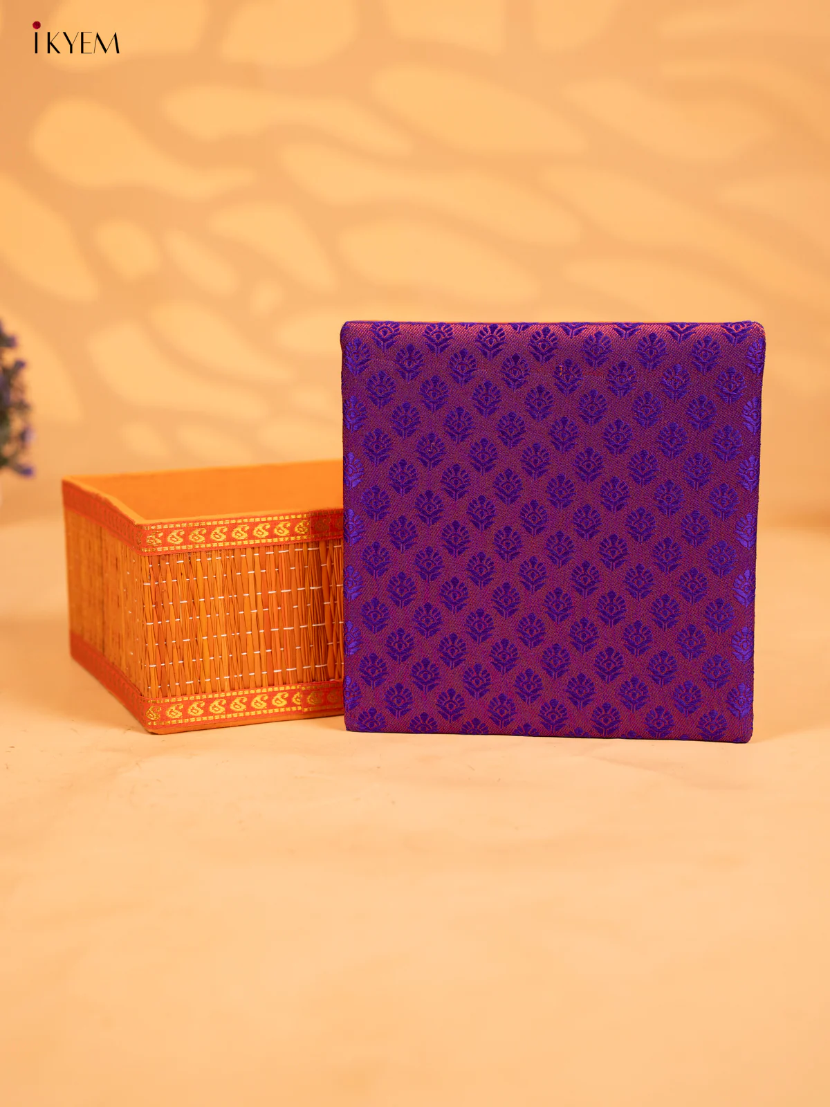 Decorative Foldable Korai Box with Raw Silk Top -(8×8)- Purple - KB17167