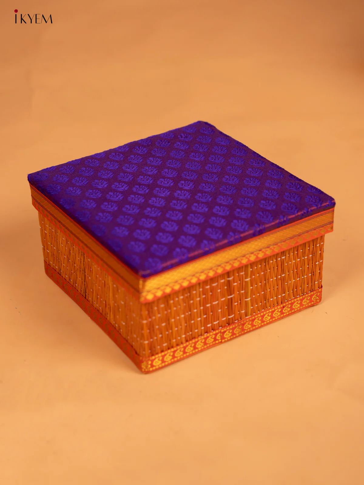 Decorative Foldable Korai Box with Raw Silk Top -(8×8)- Purple - KB17167 - Image 2