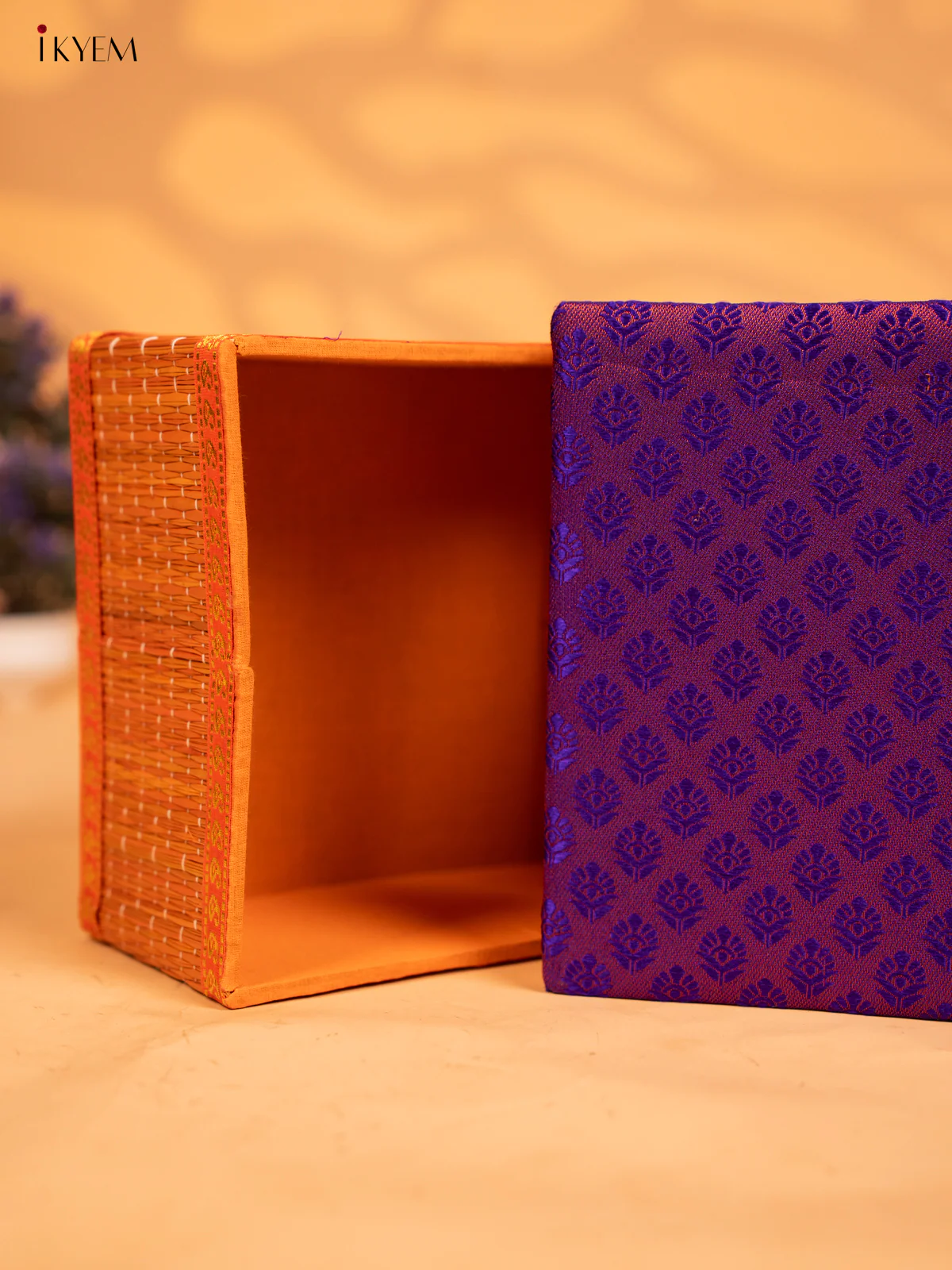 Decorative Foldable Korai Box with Raw Silk Top -(8×8)- Purple - KB17167 - Image 3