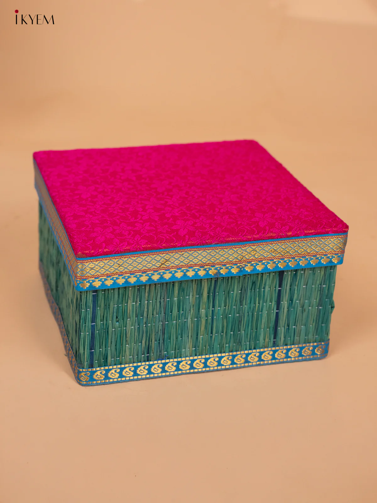 Decorative Foldable Korai Box with Raw Silk Top - Pink - KB17168 - Image 4