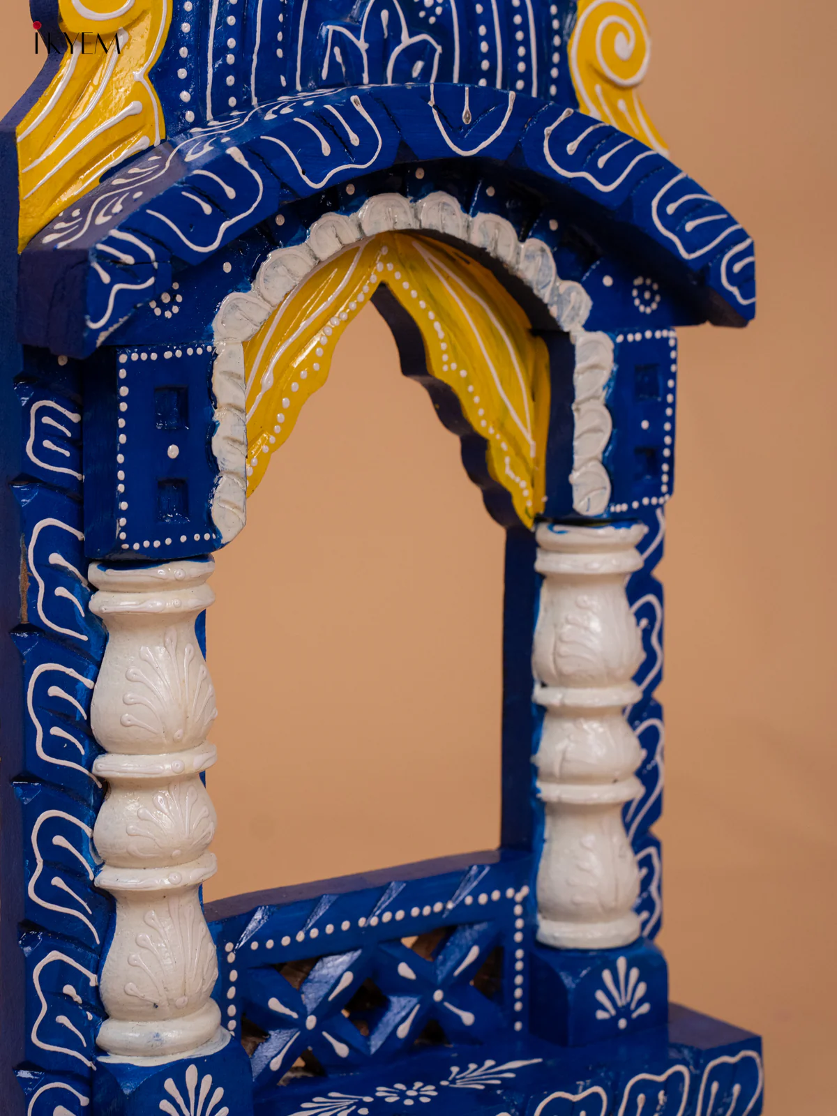 Wooden Hand Painted Jharokha Frame - 17 Inch- KB17185 - Image 3