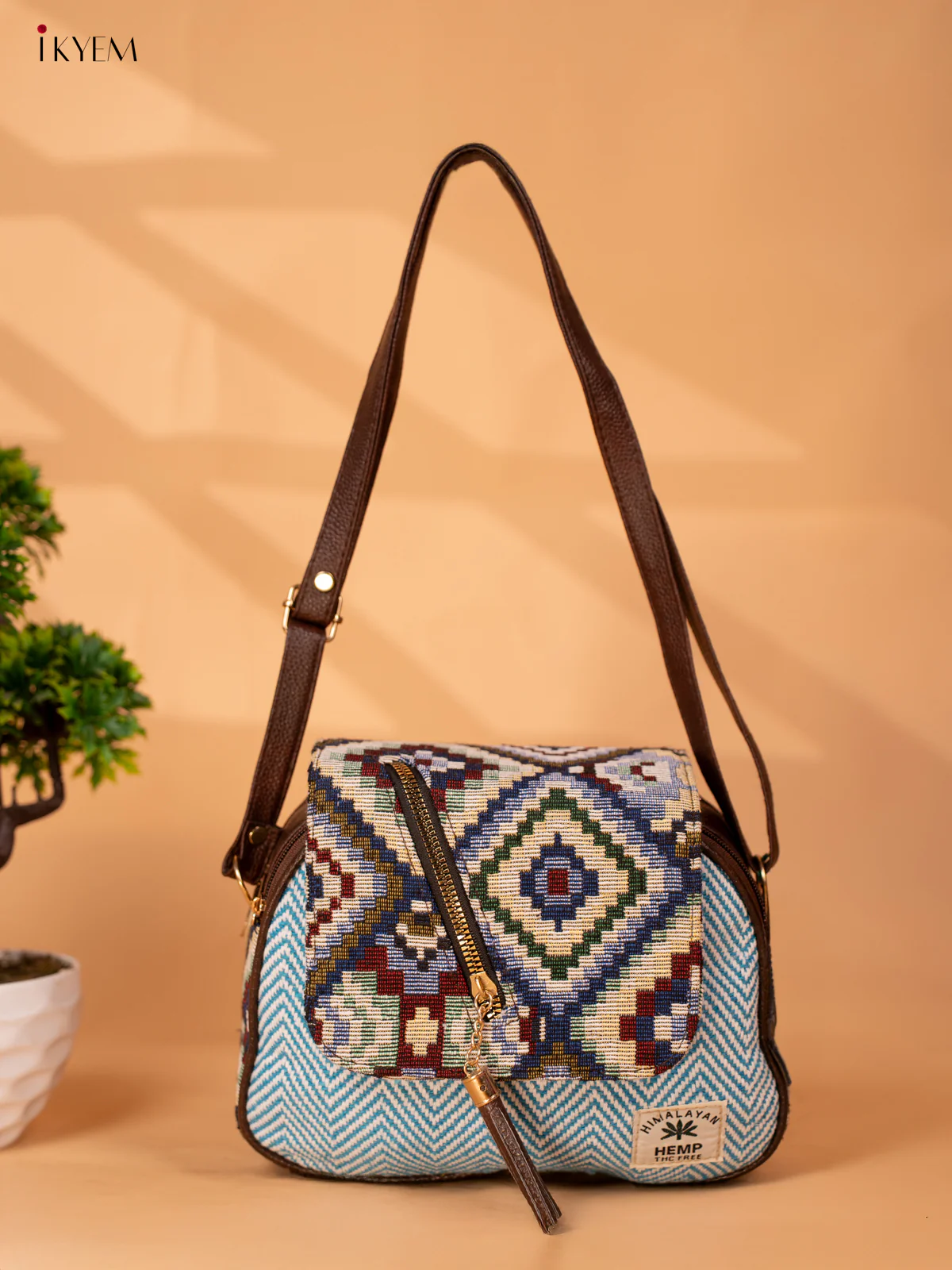 Jacquard Woven Sling Bag - Sky Blue - KB22124 - Image 6