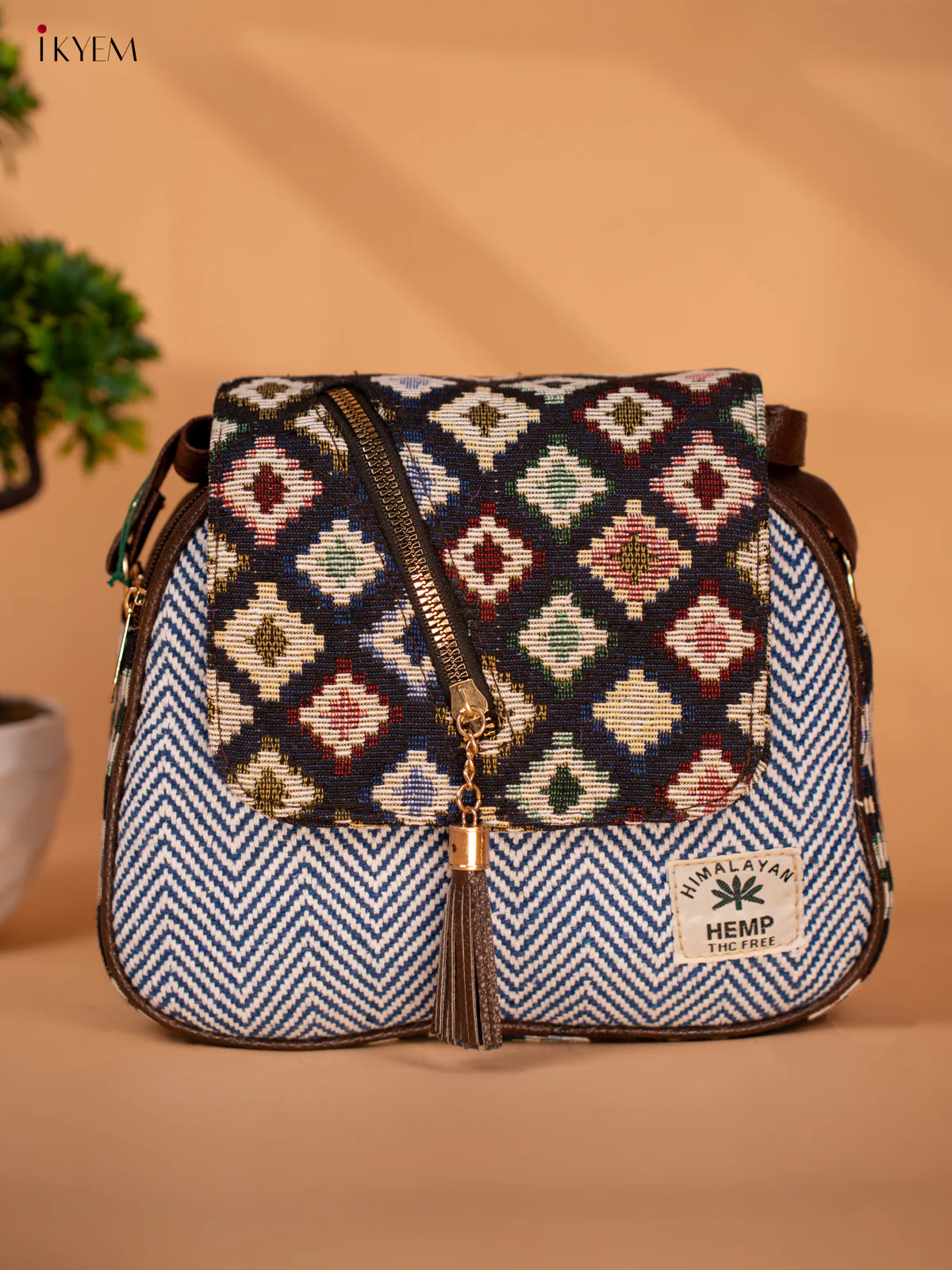 Jacquard Woven Sling Bag - Navy Blue - KB22125 - Image 2