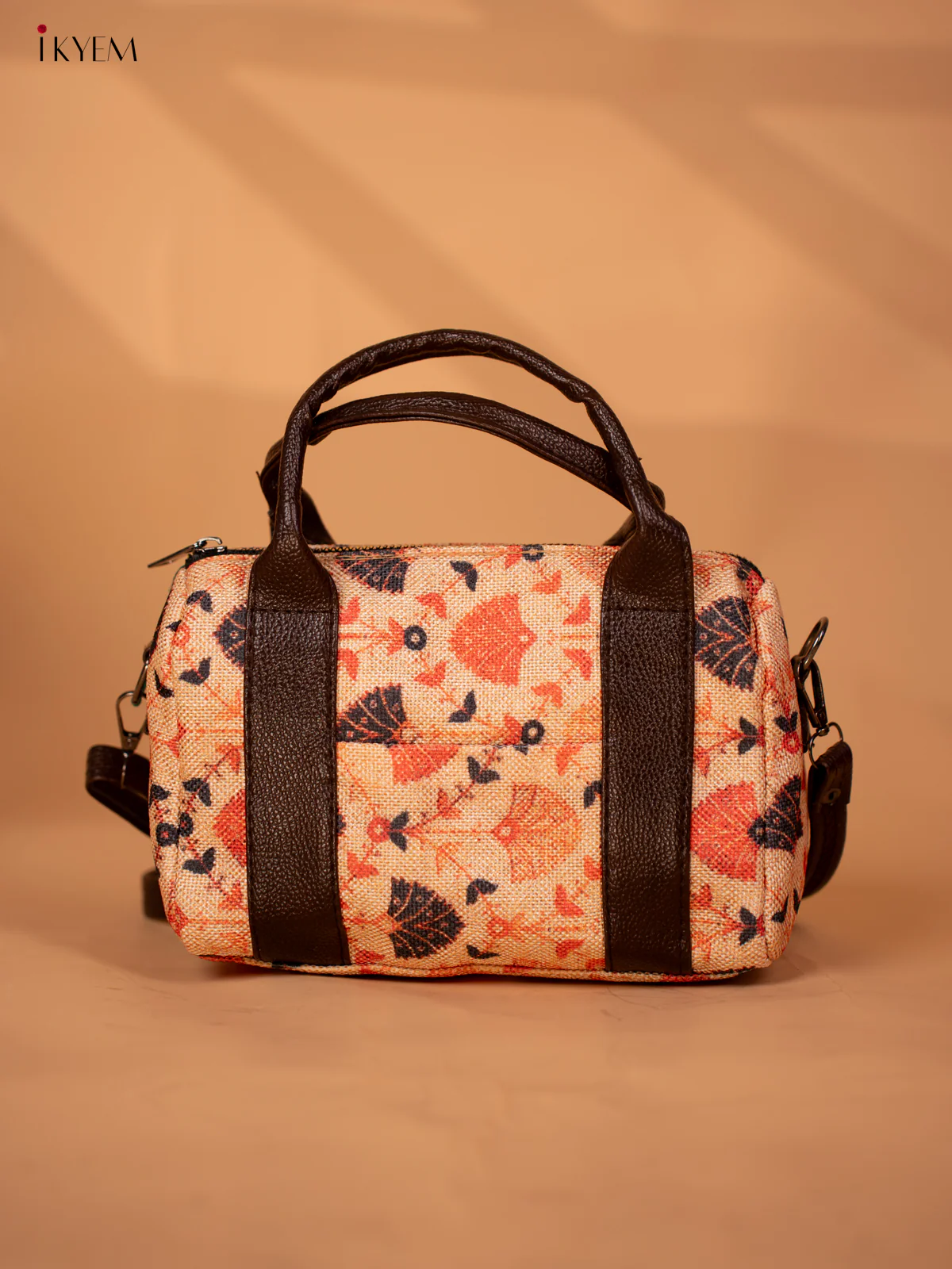 semi jute sling Bag with semi - Cream & Orange - KB22152 - Image 3