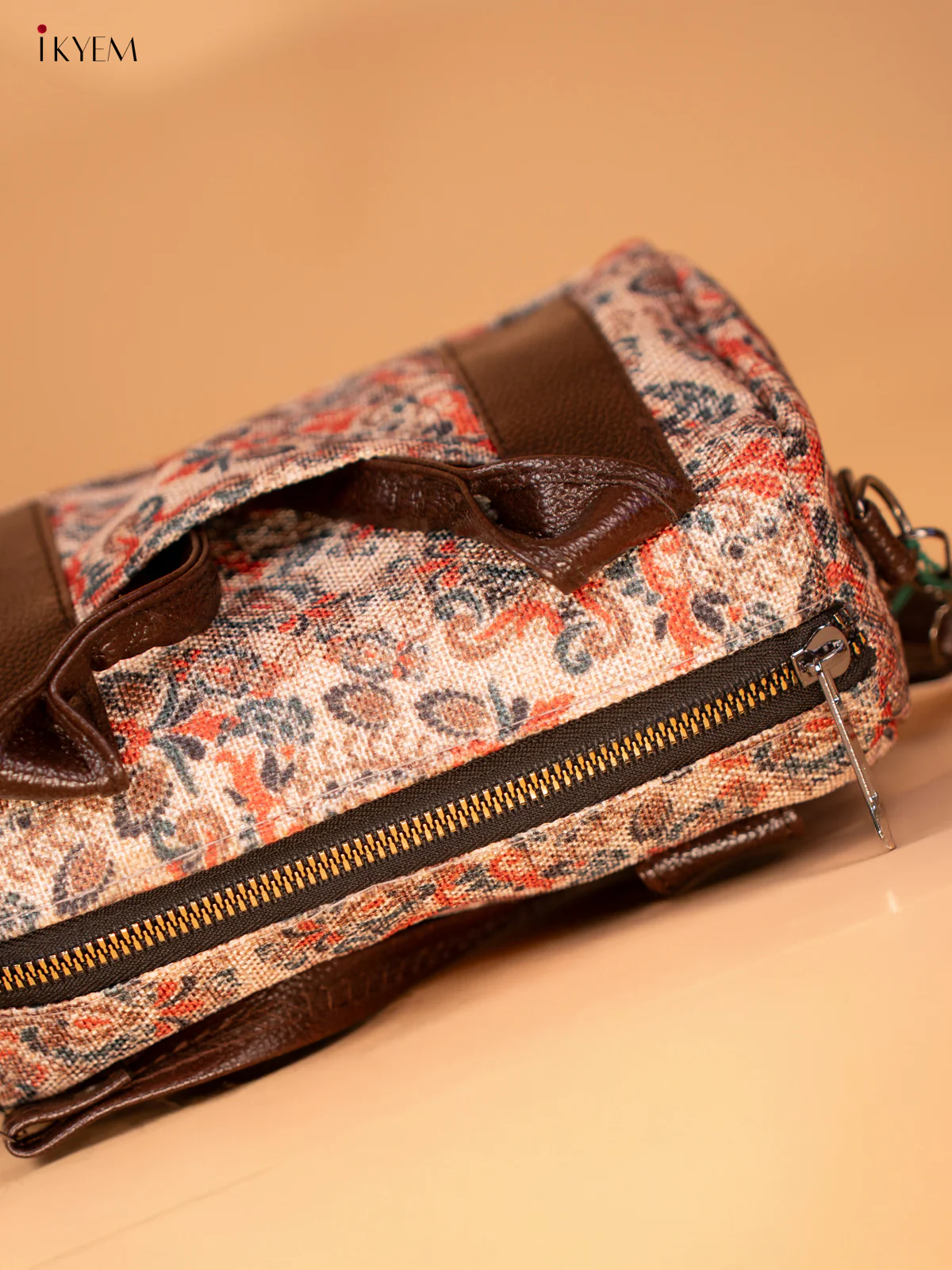 semi jute sling Bag with semi - Beige - KB22153 - Image 5