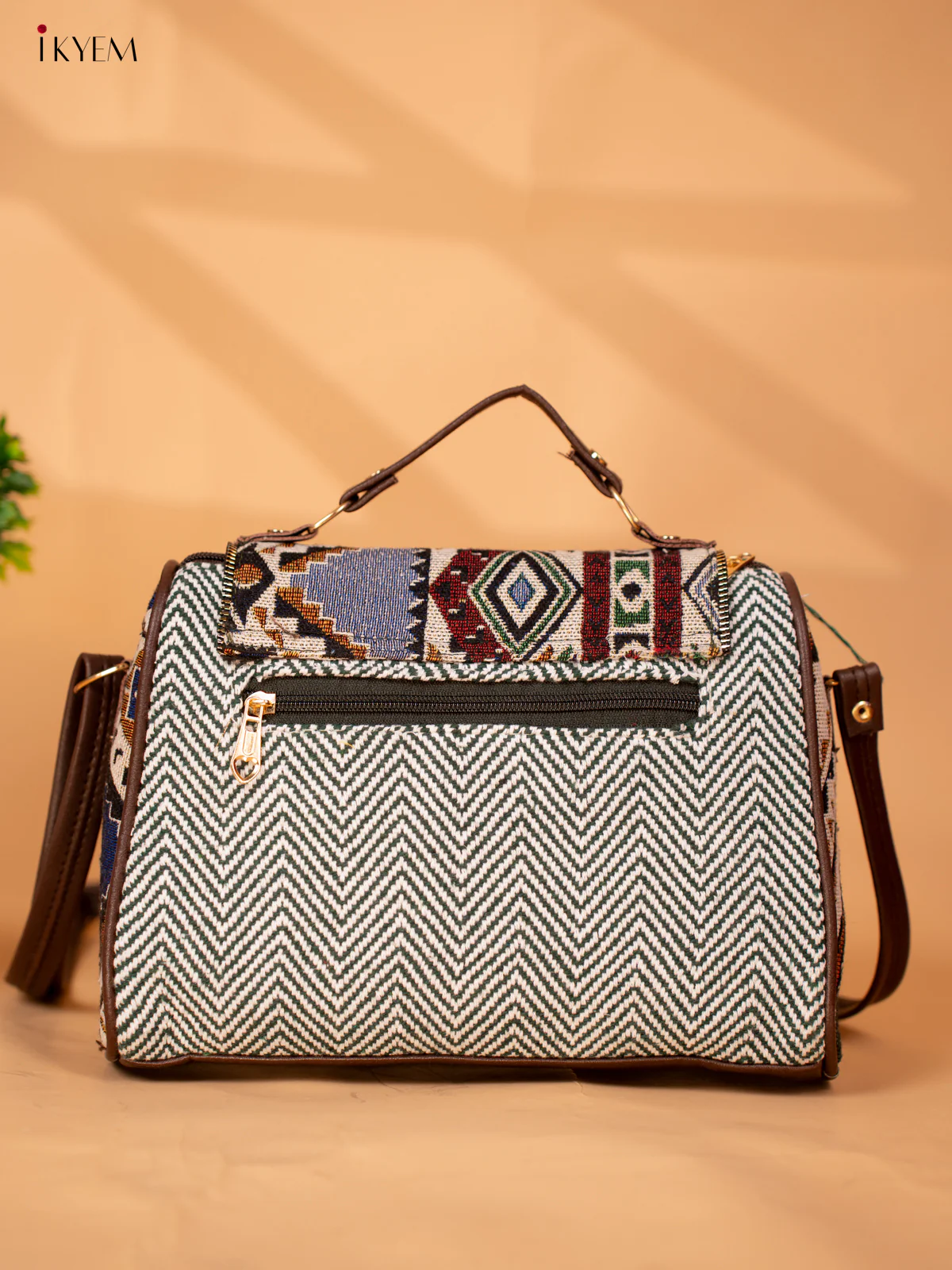 Jacquard Woven Sling Bag - Blue - KB22162 - Image 3