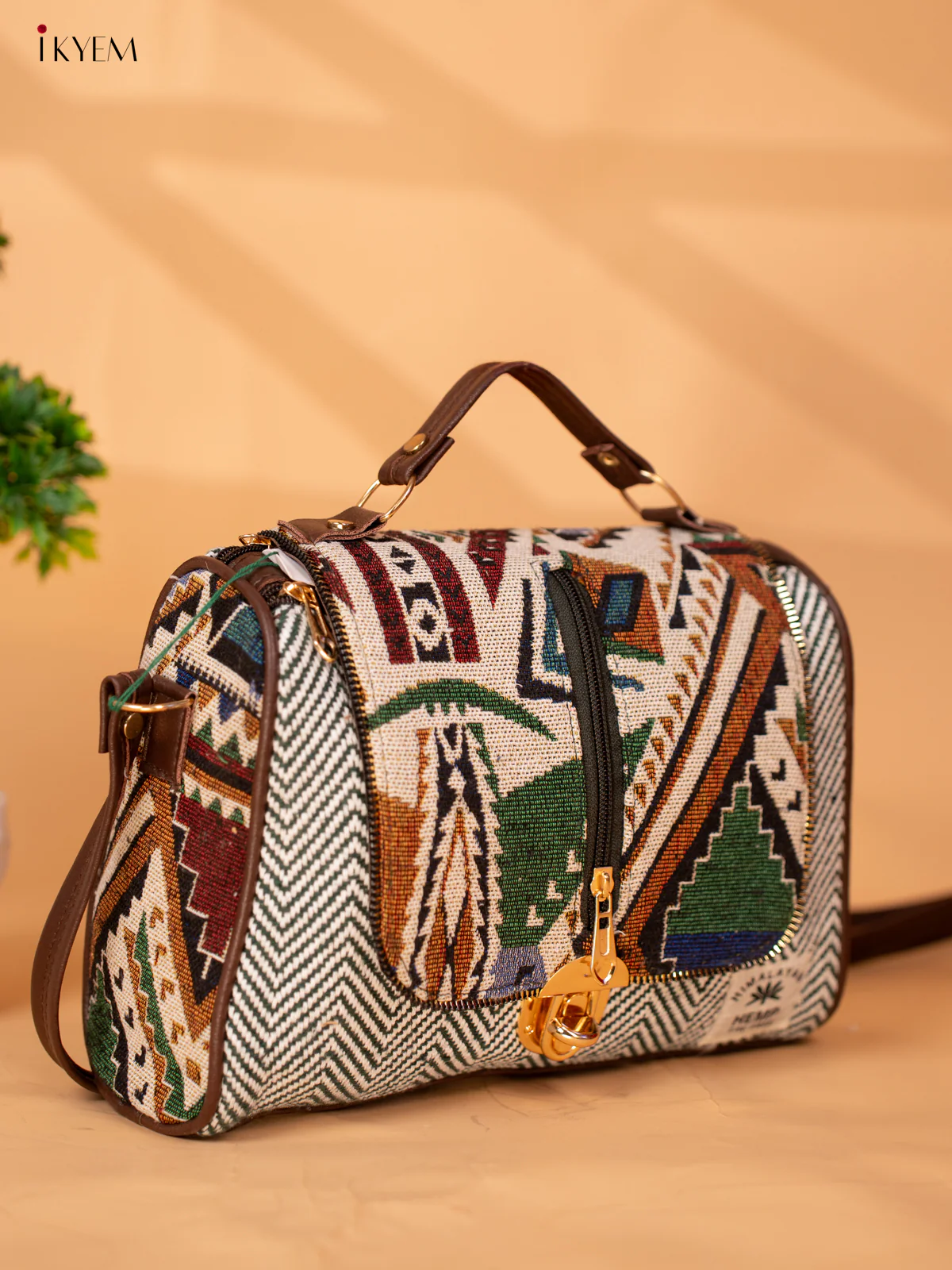 Jacquard Woven Sling Bag - Blue - KB22162 - Image 4