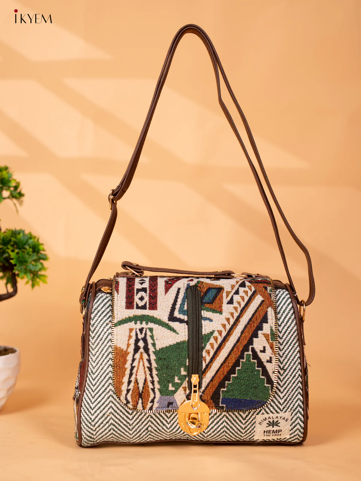 Jacquard Woven Sling Bag - Blue - KB22162 - Image 6