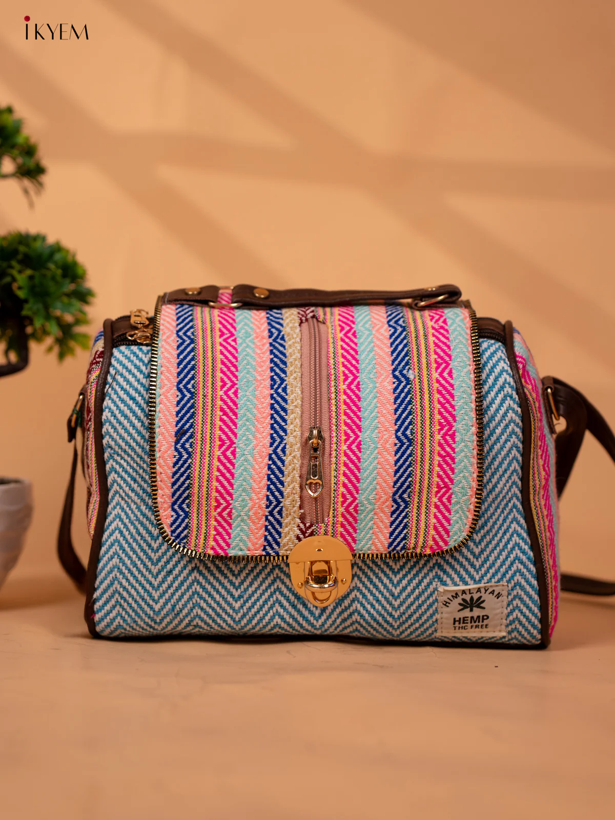 Jacquard Woven Sling Bag - Light Blue - KB22163 - Image 2