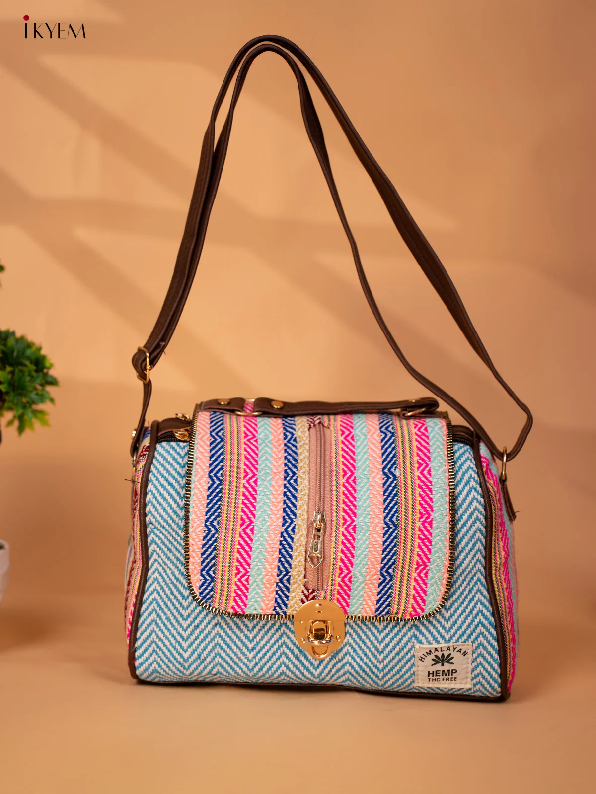 Jacquard Woven Sling Bag - Light Blue - KB22163 - Image 6