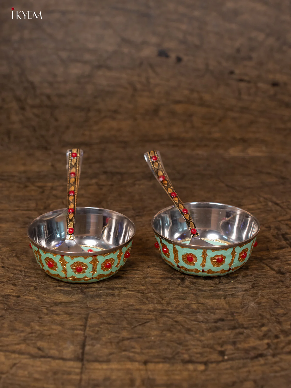 Meenakari Pooja Thali set - Pista Green - (12×12) - KB25115 - Image 5