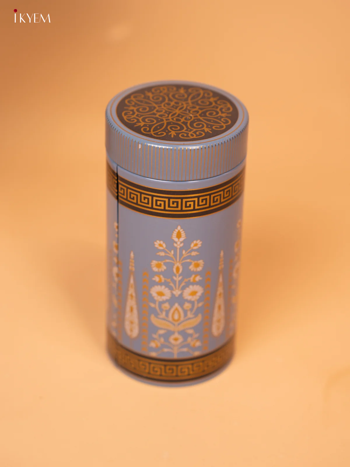 Digital Printed Dry Fruit Tin Jar Cylinder Big - Blue 6 Inch - KB27117 - Image 2